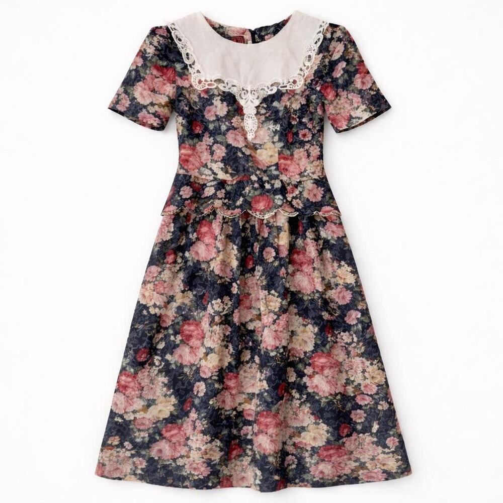 Prairie Dress Vintage 80s Cottagecore‎ floral midi dress romantic coquette dream